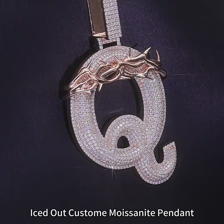 Custom Letter Q Moissanite Pendant