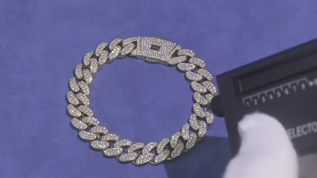 12mm S925 silver double row moissanite Moroccan Cuban Link Chain