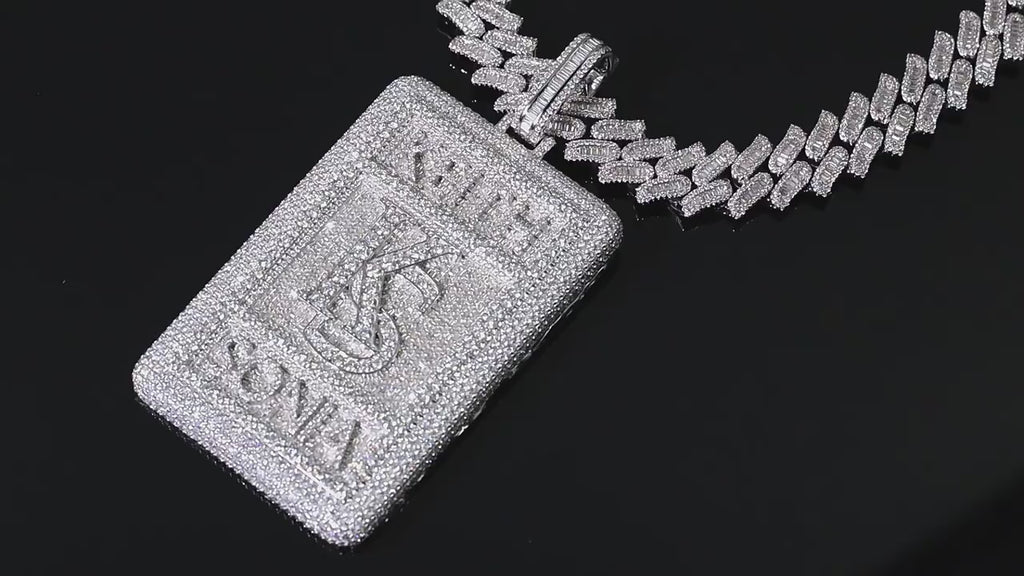Custom Silver Moissanite 3D Large Square Letter Pendant