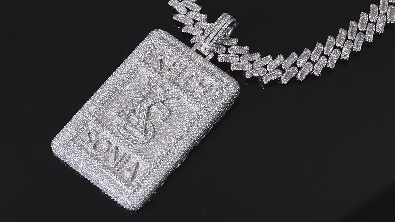 Custom Silver Moissanite 3D Large Square Letter Pendant