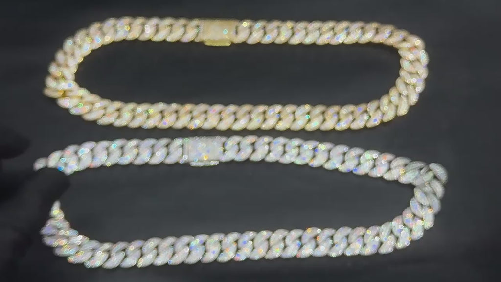 16mm Gold Plate Three-row Zircon bubble Cuban Chain