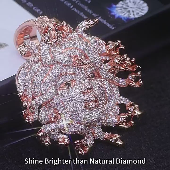 Moissanite Medusa Head Pendant