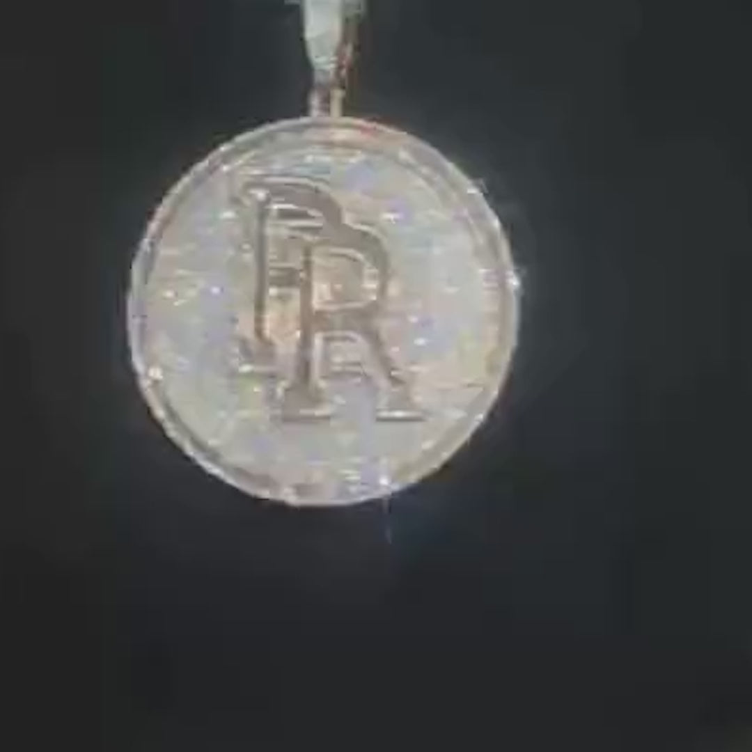Custom 80MM Silver Moissanite Letter Necklace 3D Large Disc