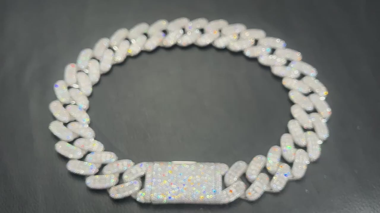28MM White Gold Diamond Square Zircon Cuban Chain