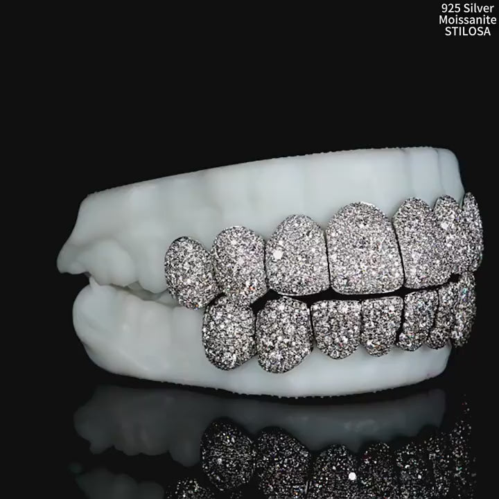 Gubanlink Mosaic Honeycomb S925 Moissanite Diamond Grillz