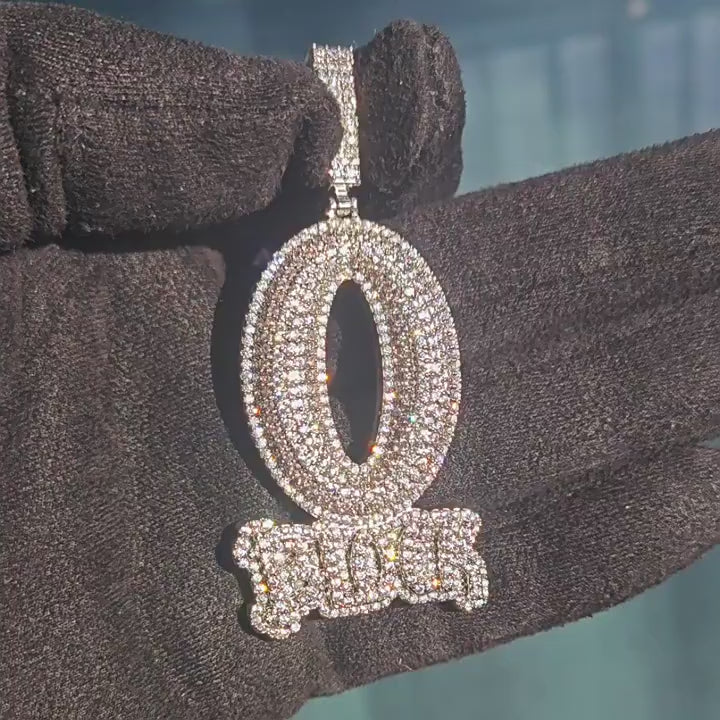 O-shaped BLOCK Silver Moissanite Pendant
