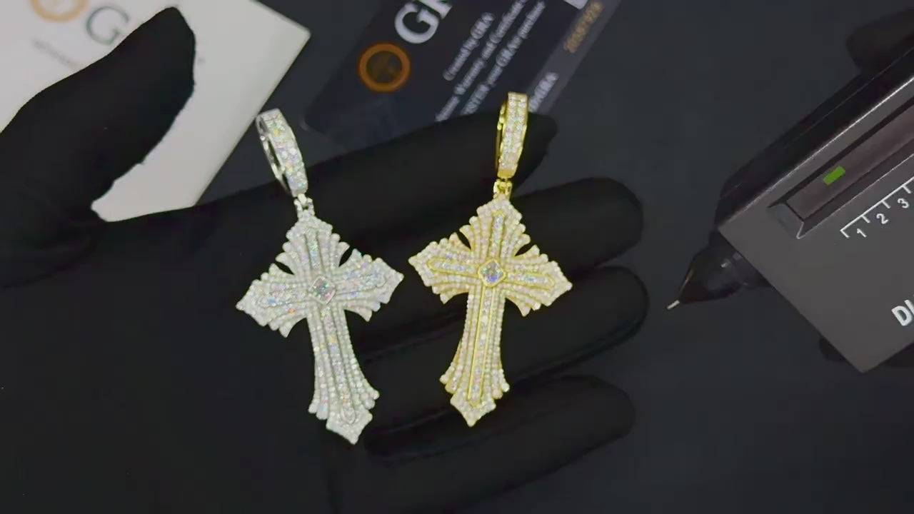 Moissanite Abstract Cross Pendant