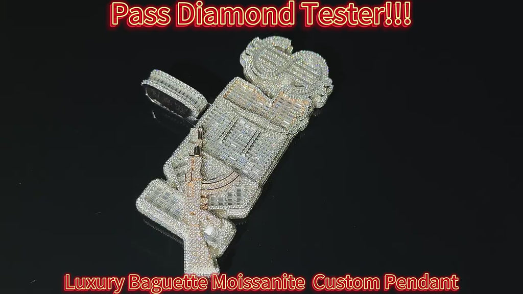 Luxury VVS D Moissanite Pendant 925 Sterling Silver Custom Moissanite Pendant Necklace