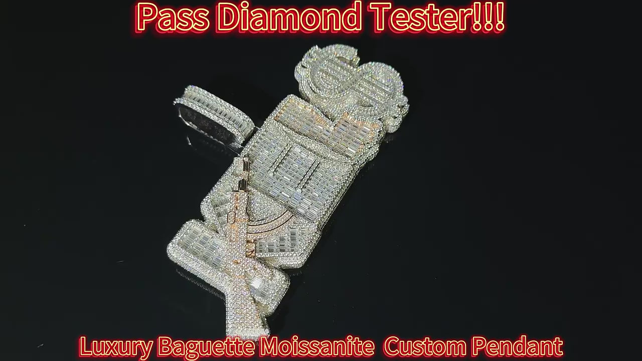Luxury VVS D Moissanite Pendant 925 Sterling Silver Custom Moissanite Pendant Necklace