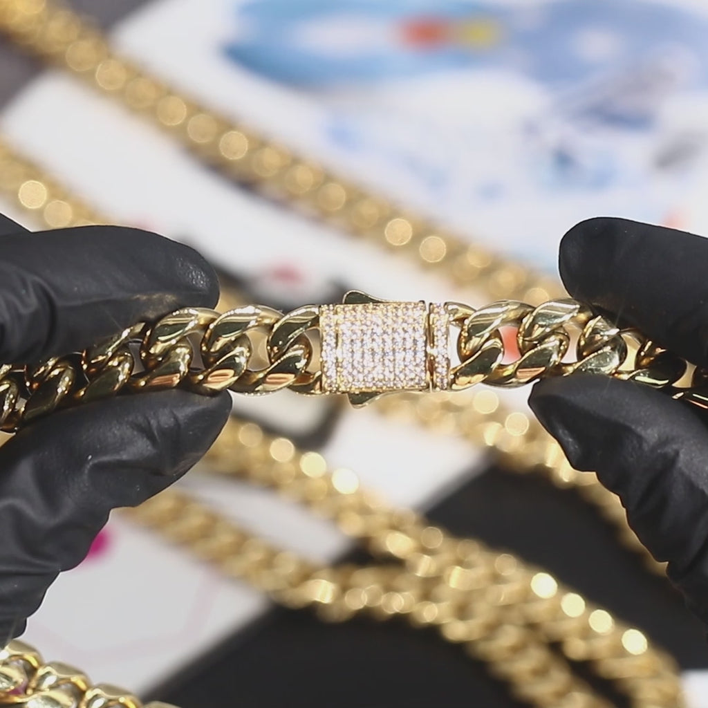 8/10/12MM925S Moissanite Iced Out Clasp Miami Cuban Link Chain