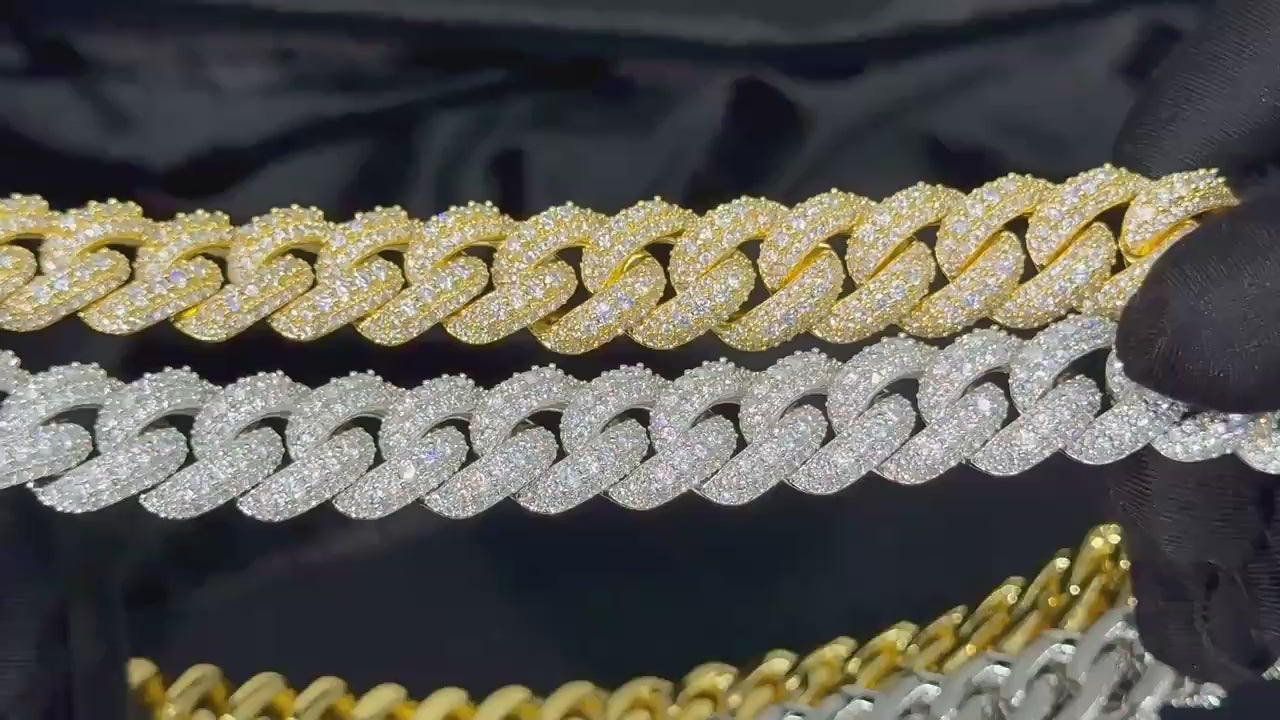 18mm Gold Plated Three-row Zircon Bubble Cuban Chain