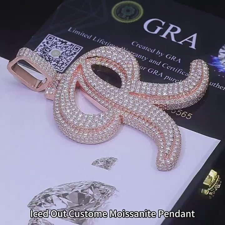 Custom Letter R Moissanite Pendant