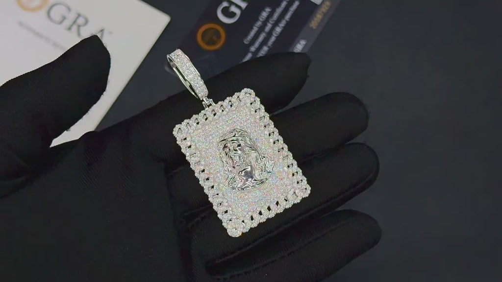 Icy Moissanite Jesus Pendant (Sterling Silver)