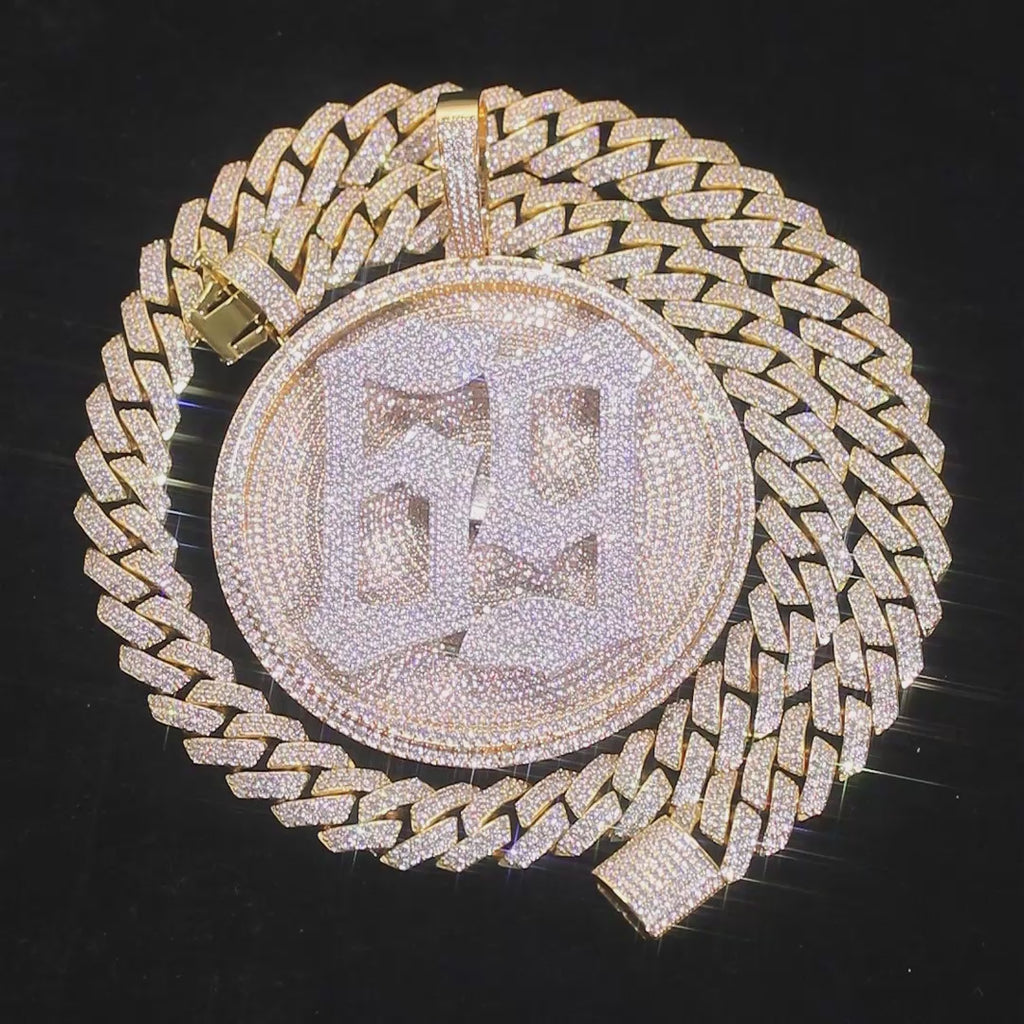 Rotatable 3D large disc customized  number pendant