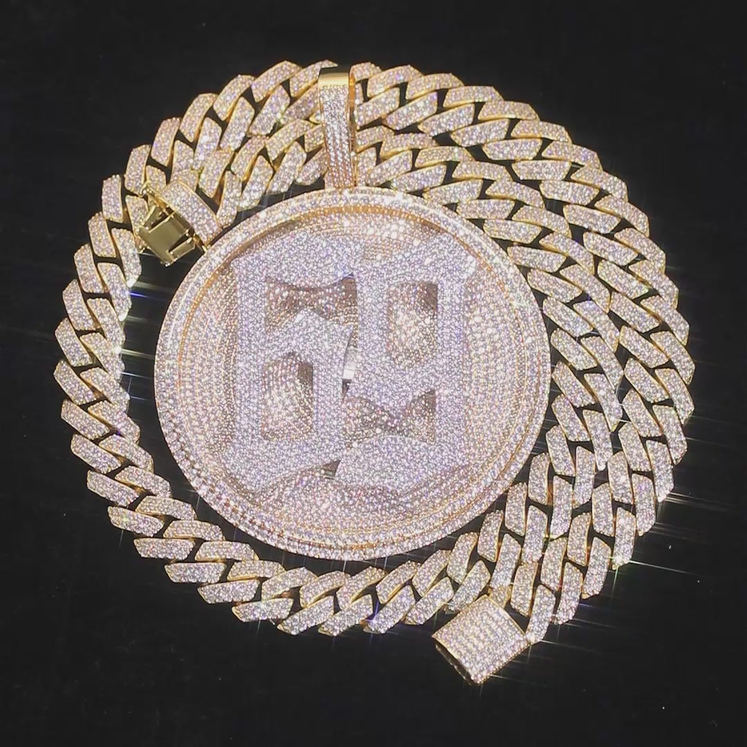 Rotatable 3D large disc customized  number pendant