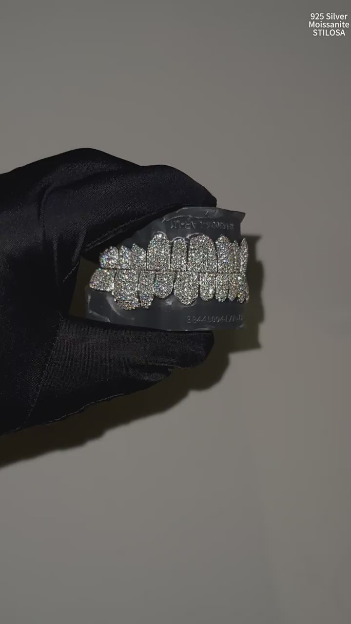 Honeycomb Moissanite 925 Silver GRILLZ