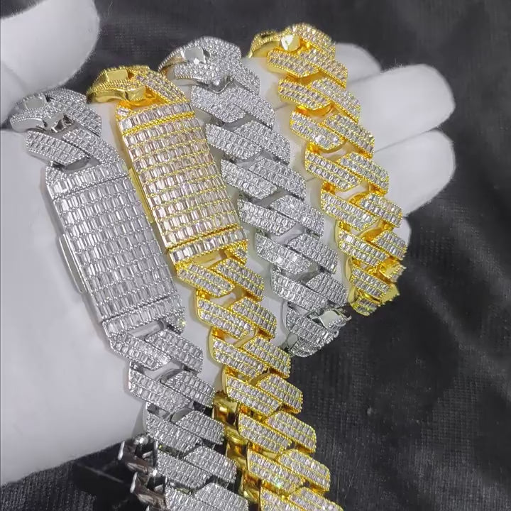 20mm Double row T square Zircon Diamond Cuban Chain
