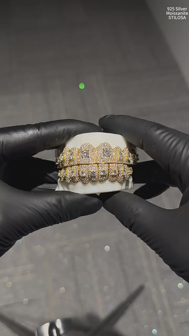 Big Stone Honeycomb S925 Moissanite Diamond Grillz