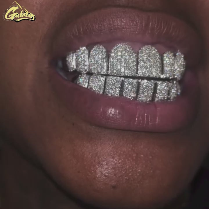 Linear Carved S925 Moissanite Diamond GRILLZ