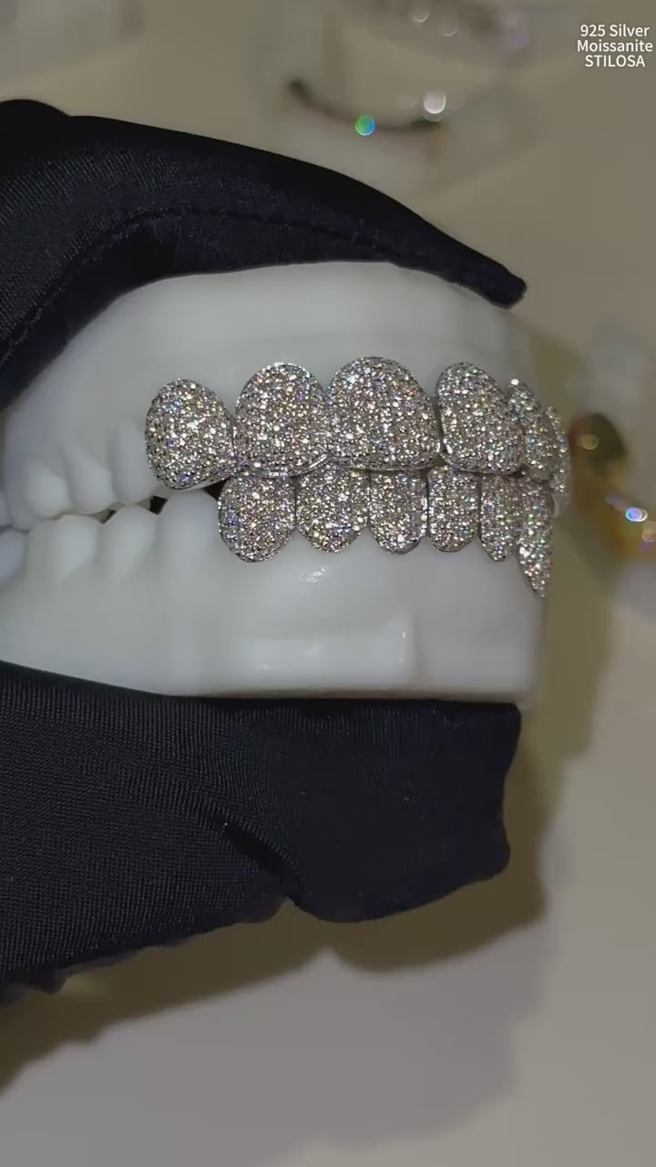 8 on 8 925S Moissanite Diamond Grillz