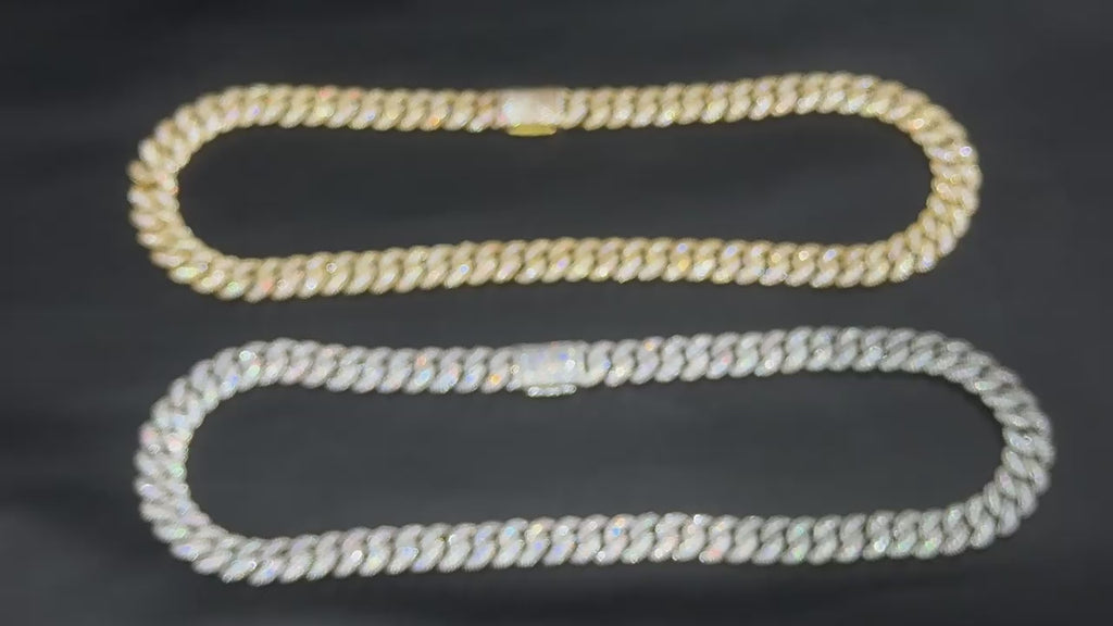 12MM Gold Plate Three-row Zircon bubble Cuban chain