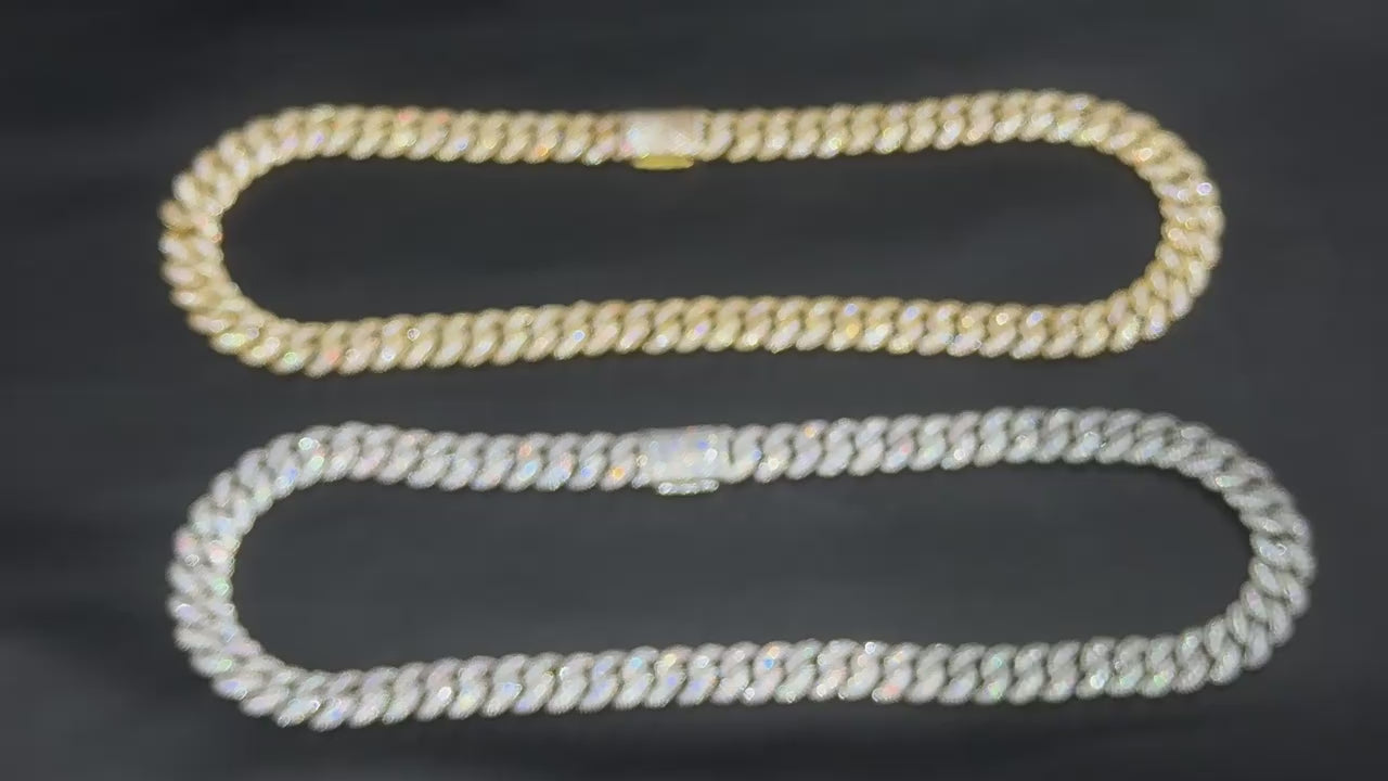 12MM Gold Plate Three-row Zircon bubble Cuban chain