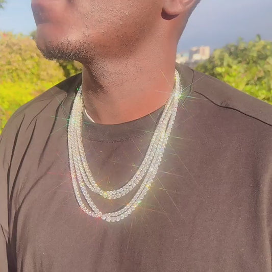 3-5mm S925 Silver White Gold  Moissanite Single Row Tennis Chains