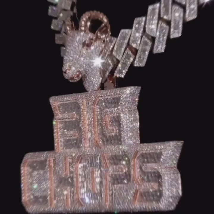 Custom 925 Sterling Silver 3D Letter Ice Crystal VVS Moissanite Diamond Pendant Necklace