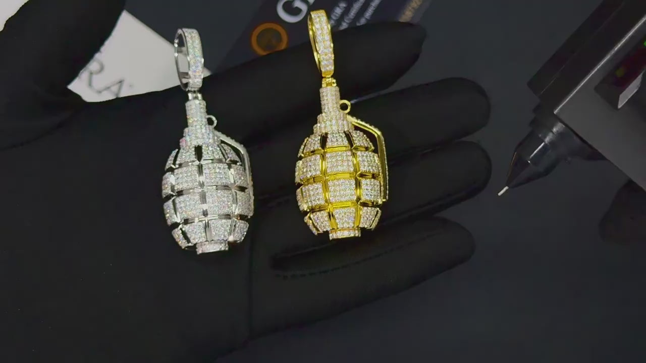 Moissanite Hand Grenade Pendant