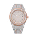14K Rose Gold 44MM  Iced Out Bust Down Moissanite Watch Gubanlink