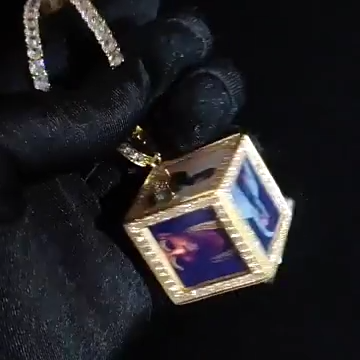 Cube memory photo pendant zircon DIY