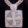 Customized Ice Crystal Vvs Silver Moissanite Rectangular Name Pendant Gubanlink