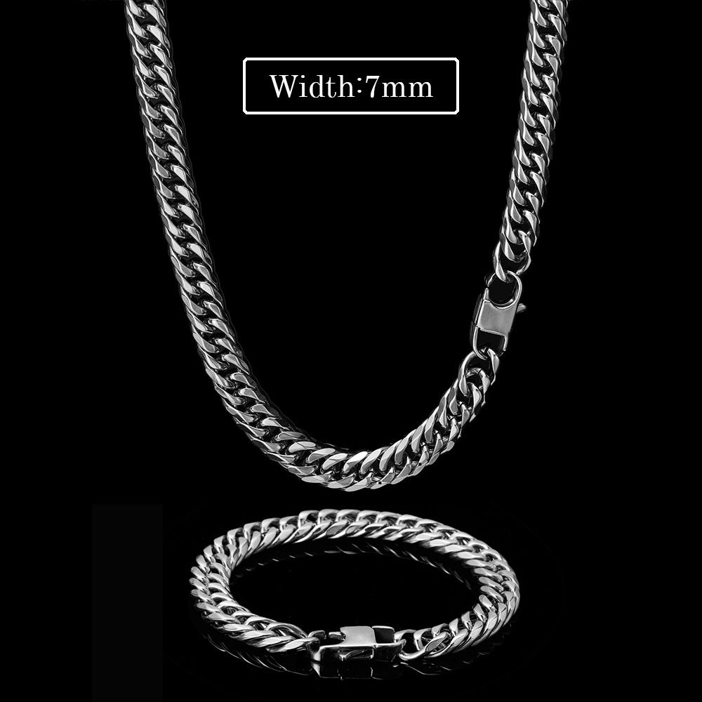 7/9MM White Gold Plated Zircon Flip Button Miami Cuban Link Chain Thegoldlinks