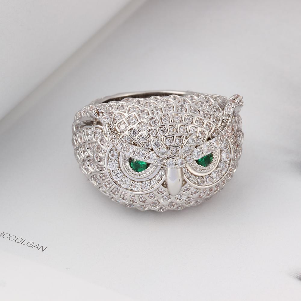 White Gold Owl Ring