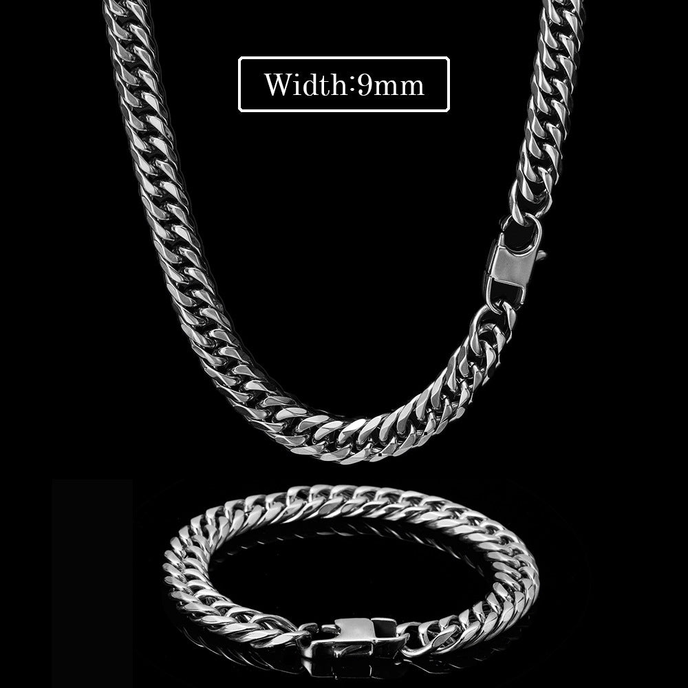 7/9MM White Gold Plated Zircon Flip Button Miami Cuban Link Chain Thegoldlinks