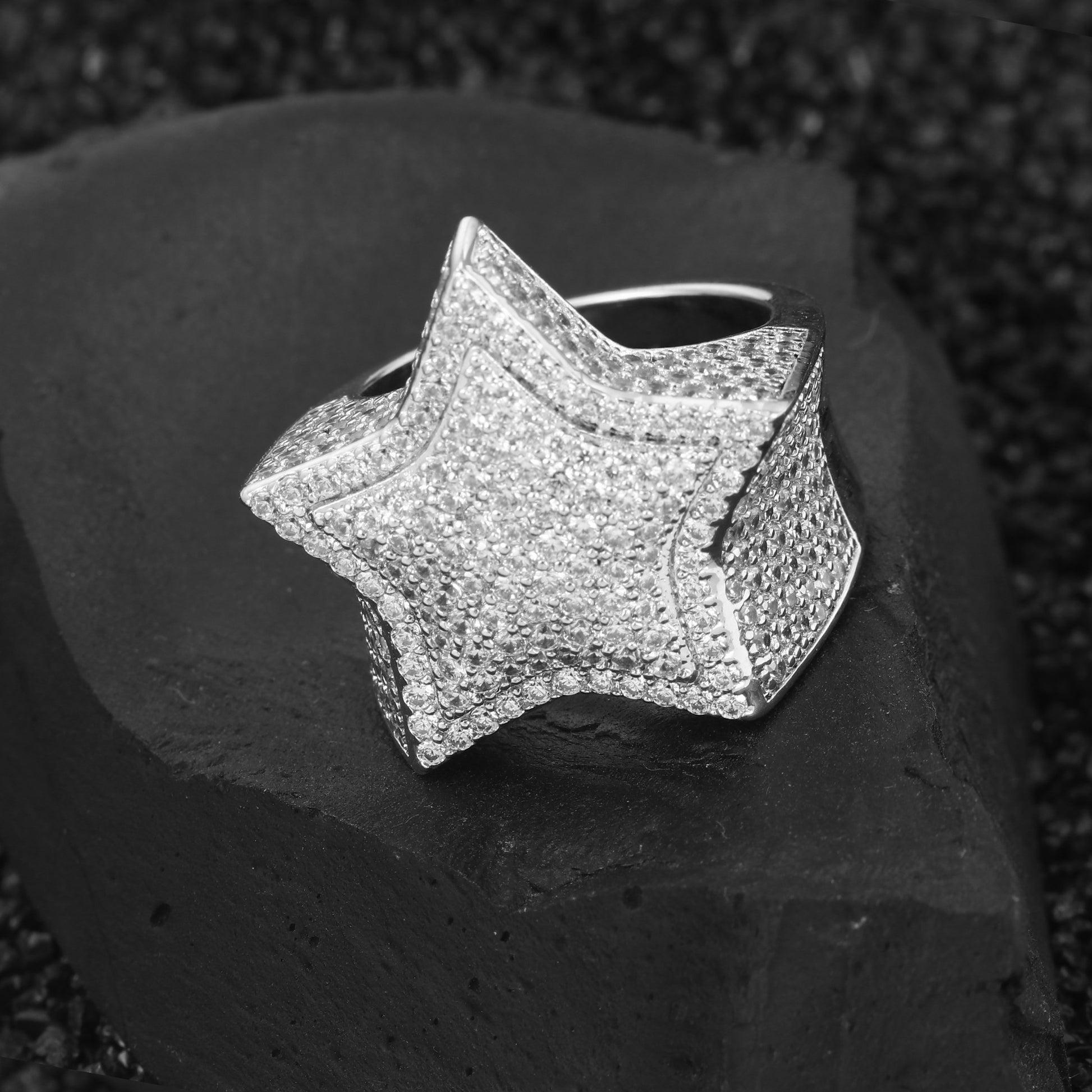 White Gold Star Ring