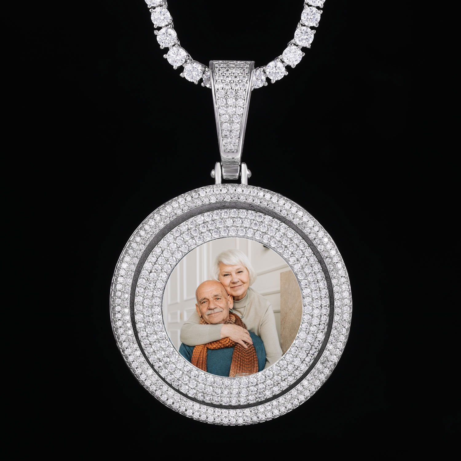 Large 3D Rotating double layer Custom Picture Pendant