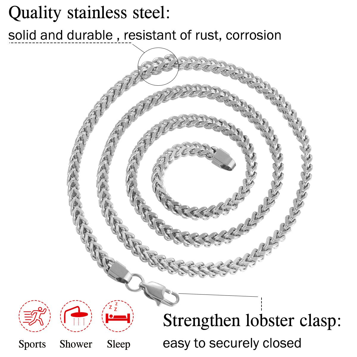 3MM White Gold Franco Chain