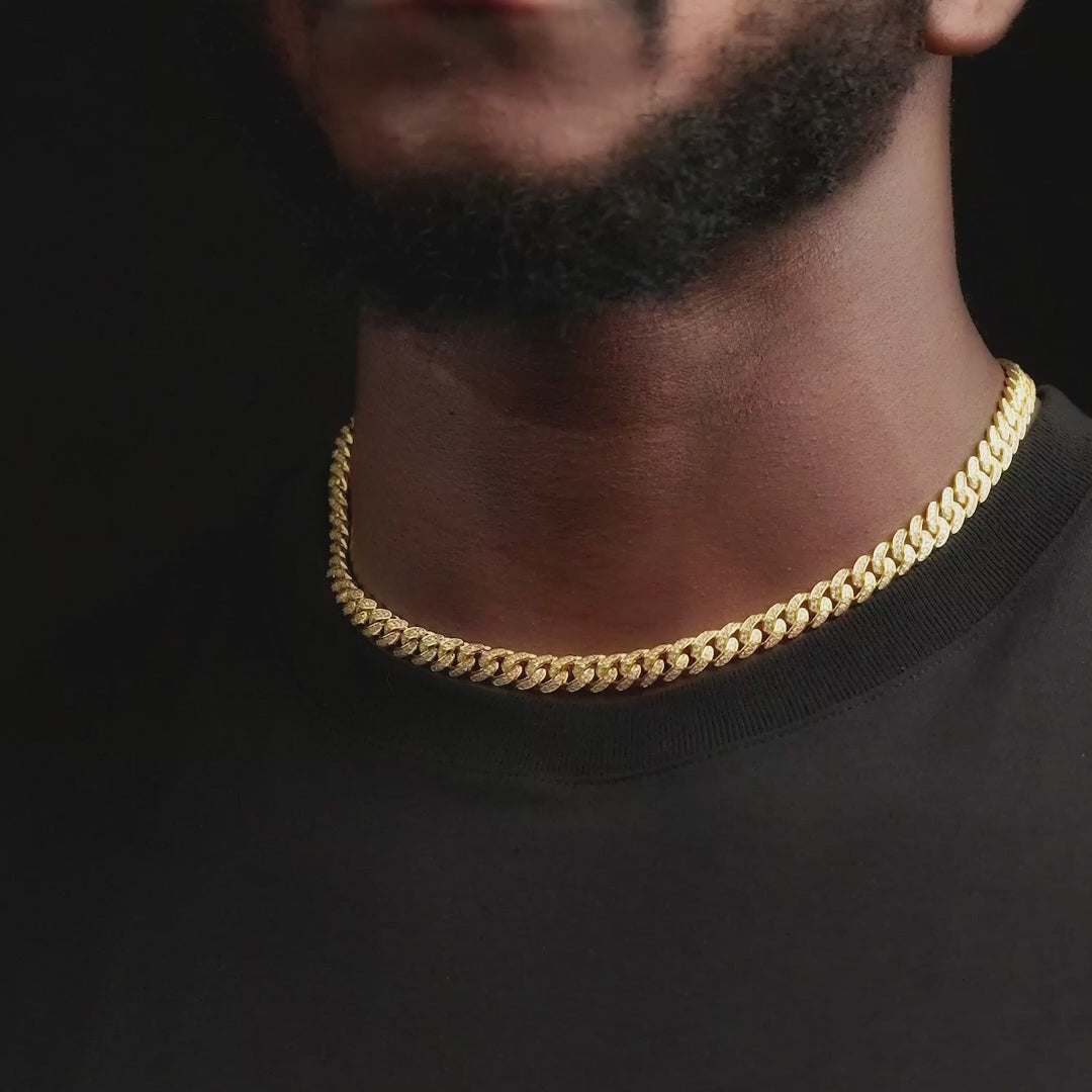 8MM Gold Plated Iced Out Micro Cuban Link Chain