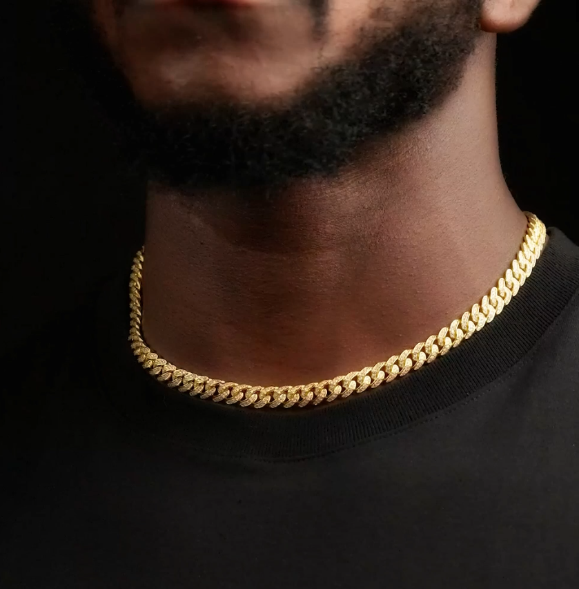 8MM Gold Plated Iced Out Micro Cuban Link Chain