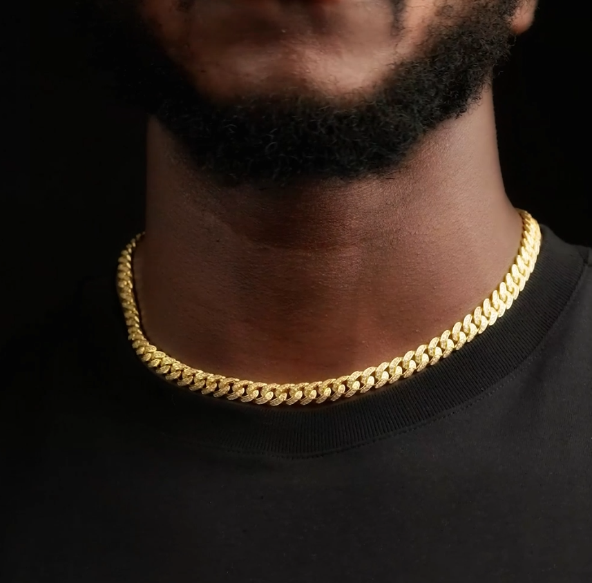 8MM Gold Plated Iced Out Micro Cuban Link Chain