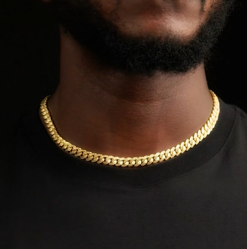8MM Gold Plated Iced Out Micro Cuban Link Chain