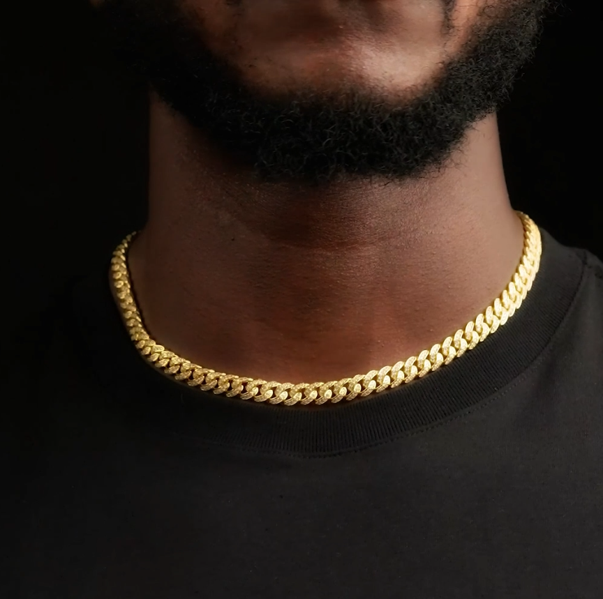 8MM Gold Plated Iced Out Micro Cuban Link Chain