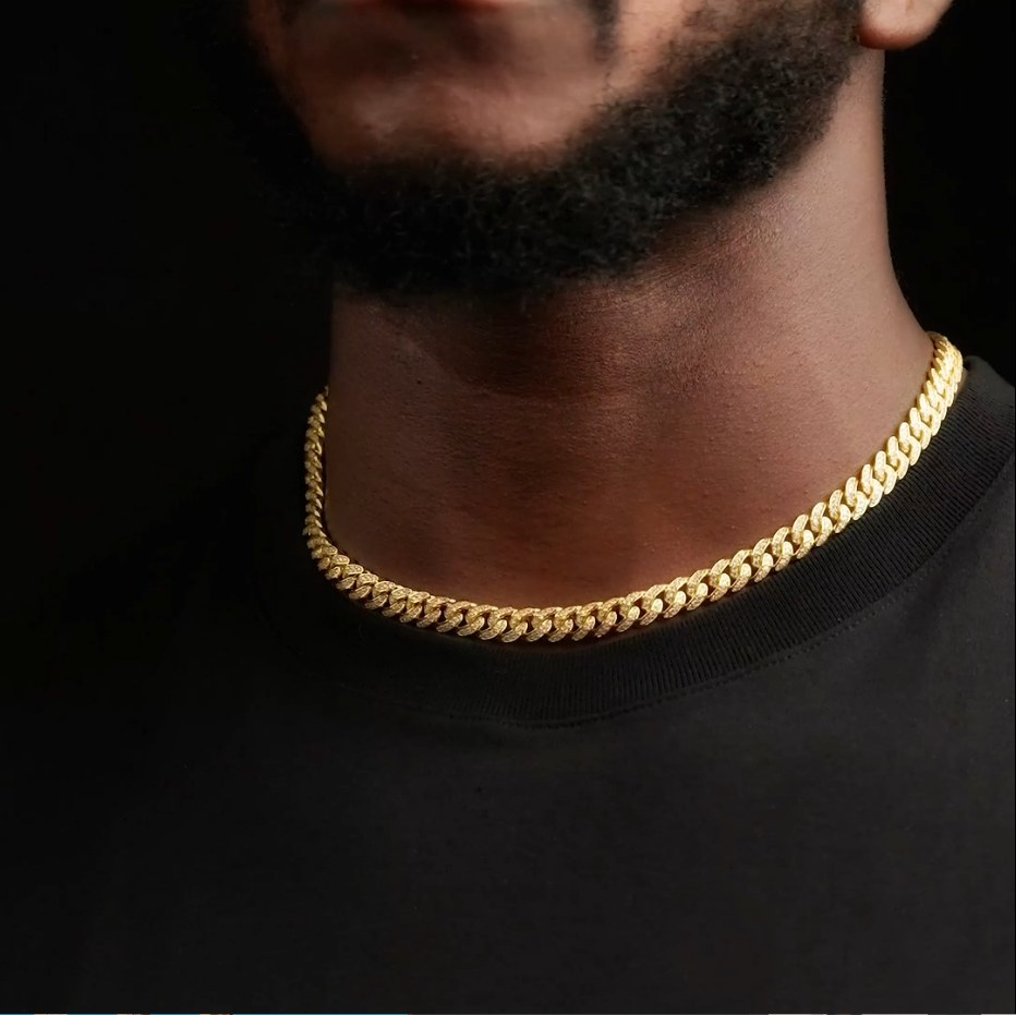 8MM Gold Plated Iced Out Micro Cuban Link Chain