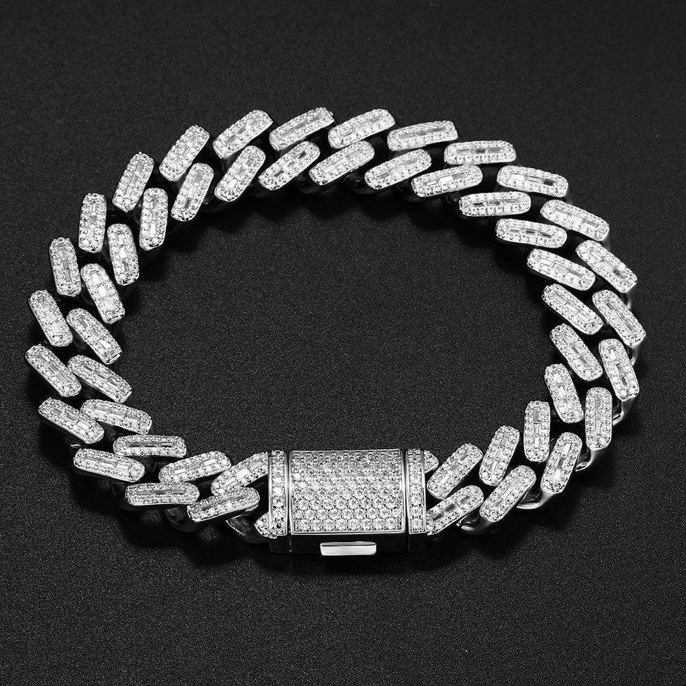 White Gold Iced Out Prong Cuban Link Bracelet