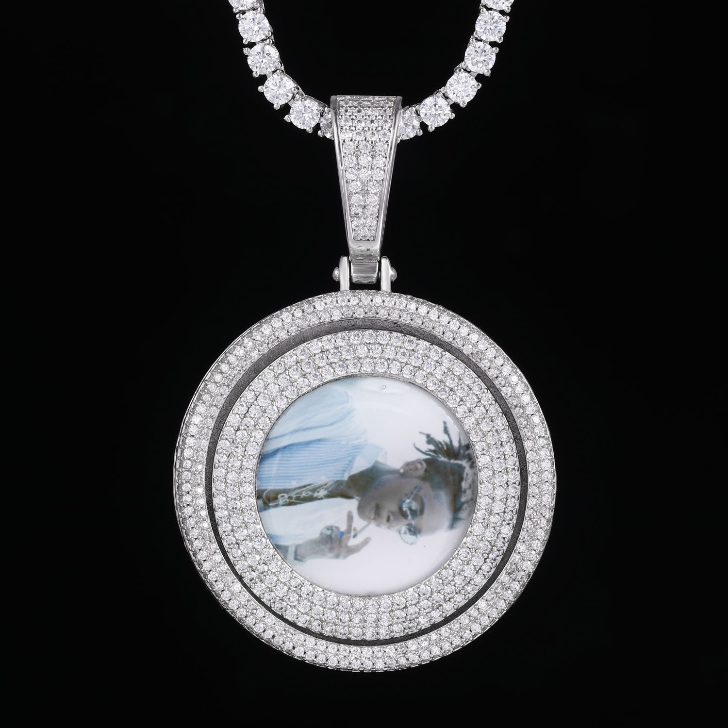 Large 3D Rotating double layer Custom Picture Pendant