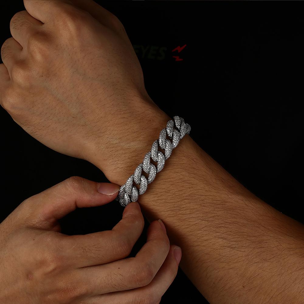 White Gold Iced Out Prong Cuban Link Bracelet