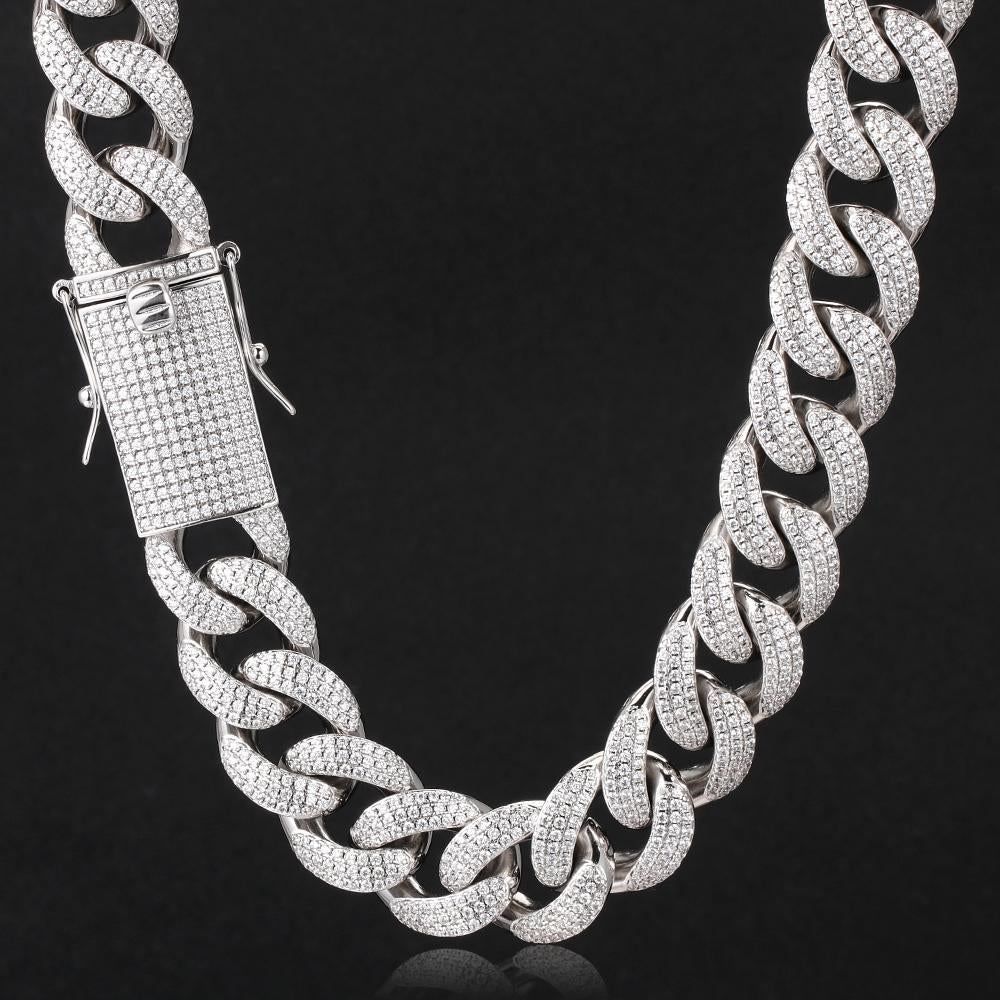 15MM White Gold Chunky Iced out Cuban Link Chain