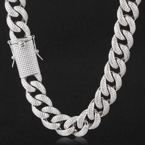 15MM White Gold Chunky Iced out Cuban Link Chain