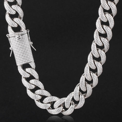 15MM White Gold Chunky Iced out Cuban Link Chain Thegoldlinks